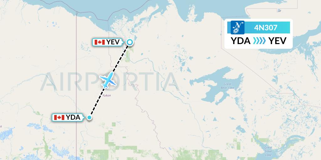 4N307 Air North Flight Map: Dawson City to Inuvik