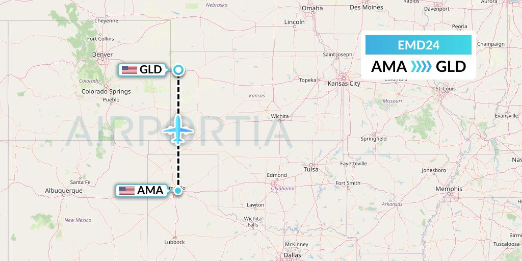 EMD24 Eaglemed Flight Map: Amarillo to Goodland