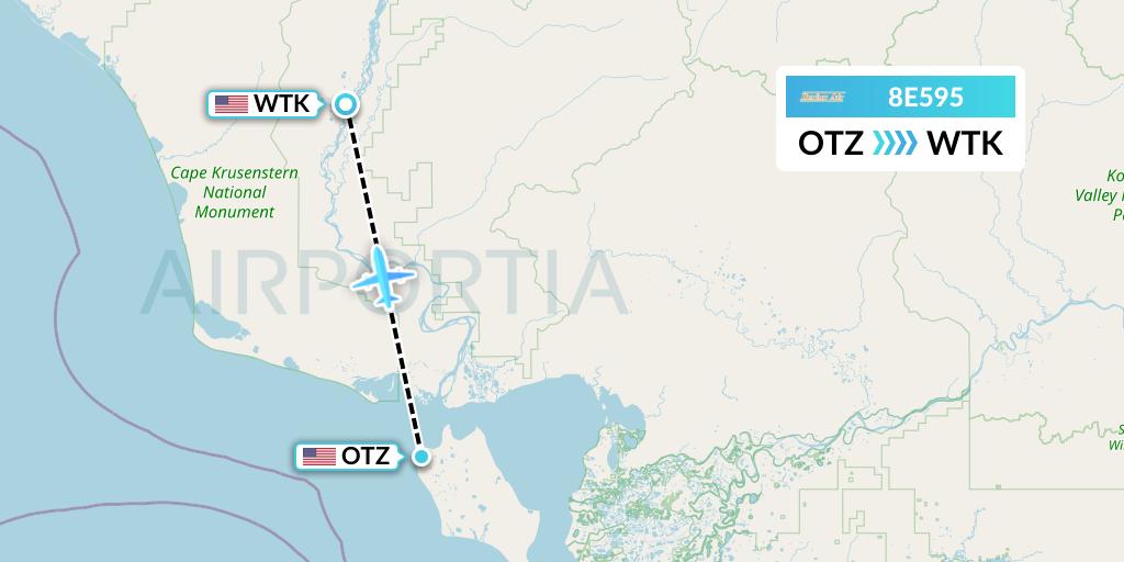8E595 Bering Air Flight Map: Kotzebue to Noatak