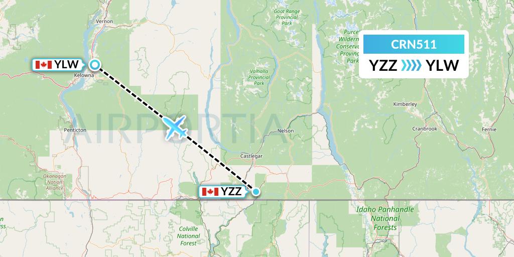 CRN511 Aerocaribbean Flight Map: Trail to Kelowna