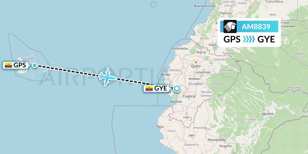 AM8839 Aeromexico Flight Map: Galapagos to Guayaquil