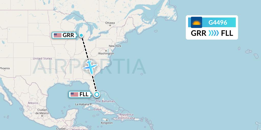 G4496 Allegiant Air Flight Map: Grand Rapids to Fort Lauderdale