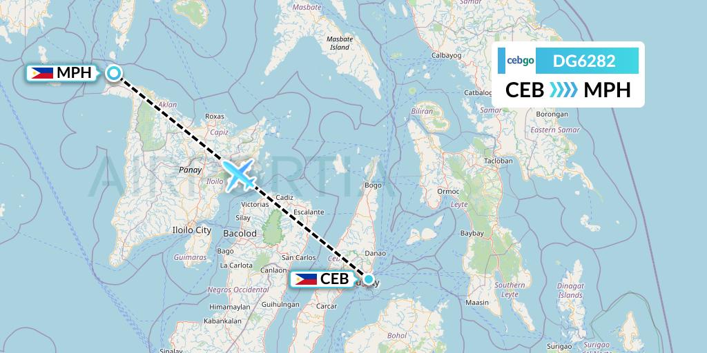 DG6282 Cebgo Flight Map: Cebu to Caticlan