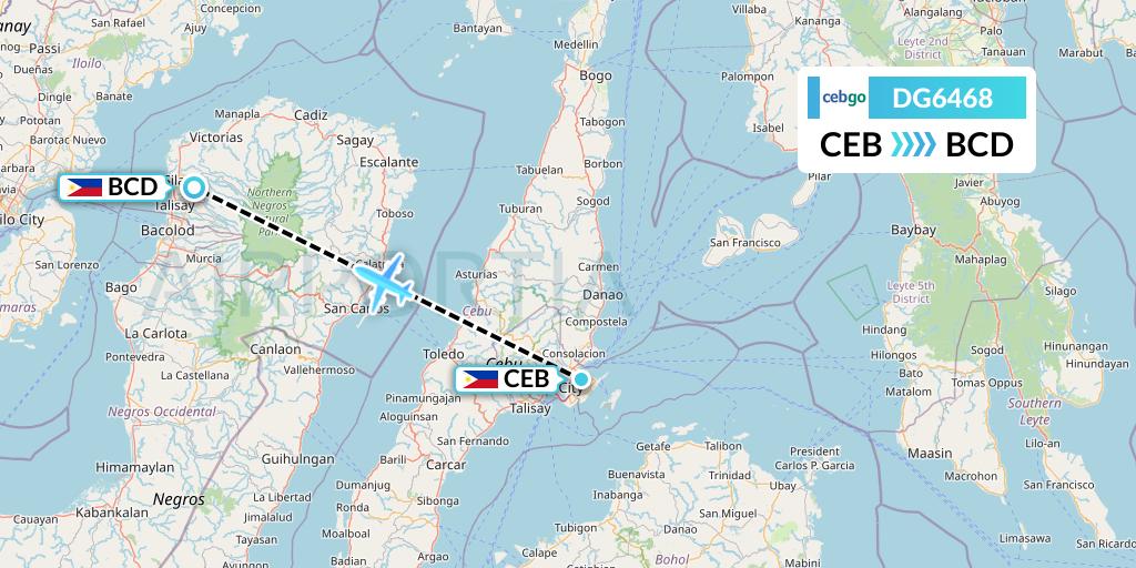 DG6468 Cebgo Flight Map: Cebu to Bacolod City