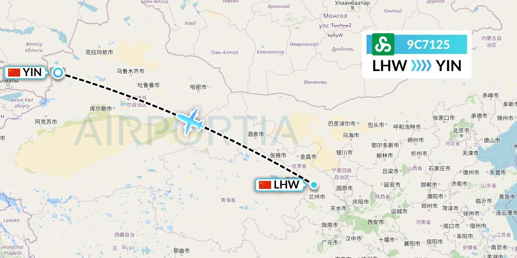 9C7125 Spring Airlines Flight Map: Lanzhou to Yining