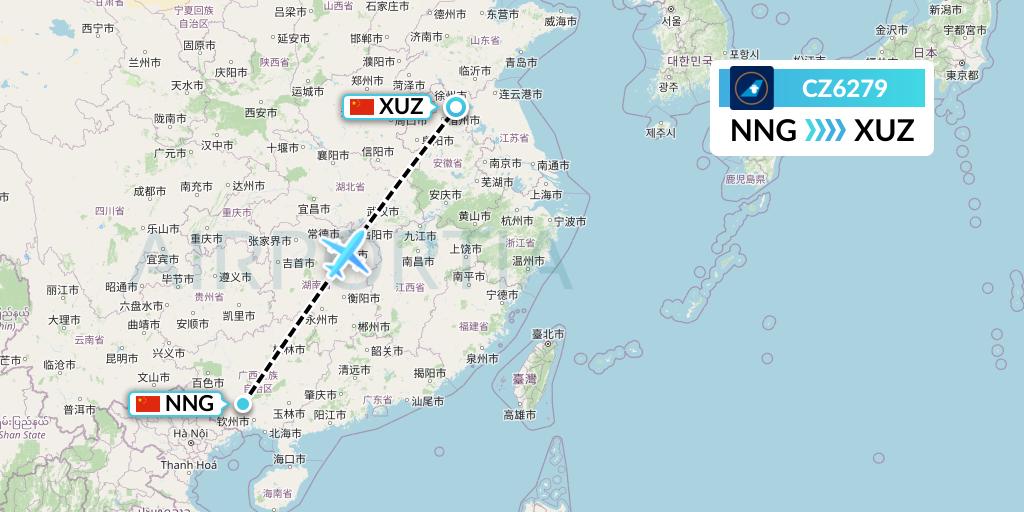 CZ6279 China Southern Airlines Flight Map: Nanning to Xuzhou