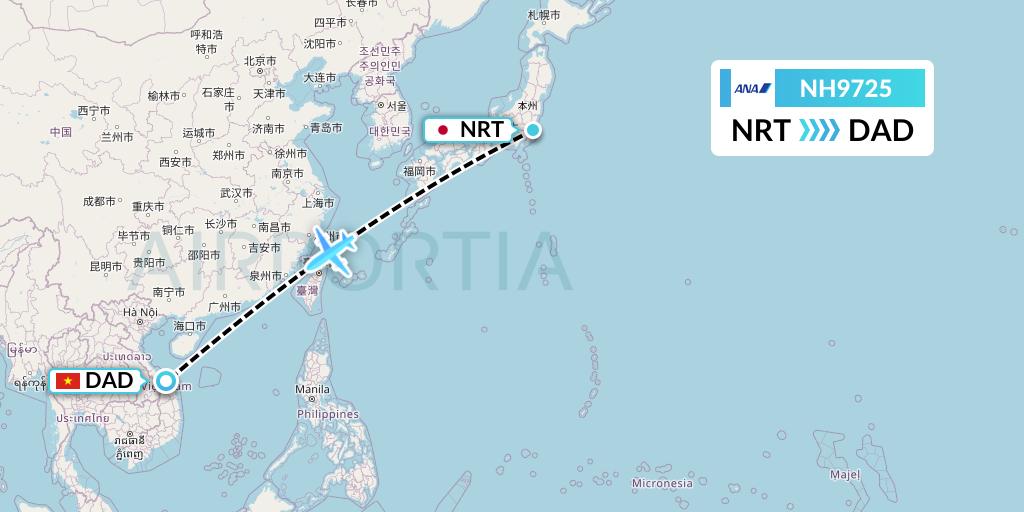 NH9725 All Nippon Airways Flight Map: Tokyo to Da Nang