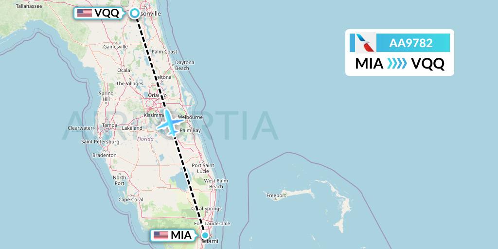 AA9782 American Airlines Flight Map: Miami to Jacksonville