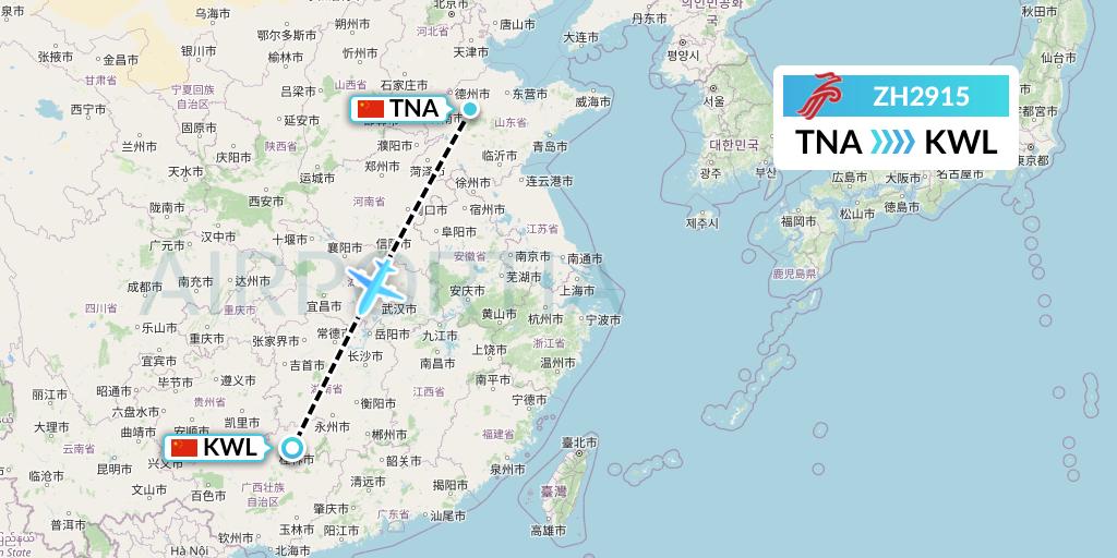 ZH2915 Shenzhen Airlines Flight Map: Jinan to Guilin
