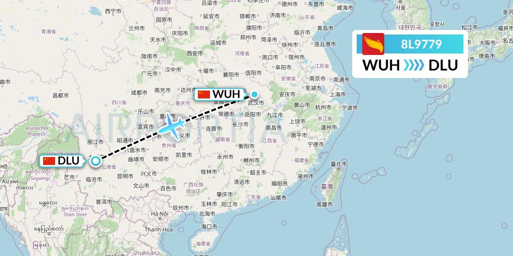 8L9779 Lucky Air Flight Map: Wuhan to Dali