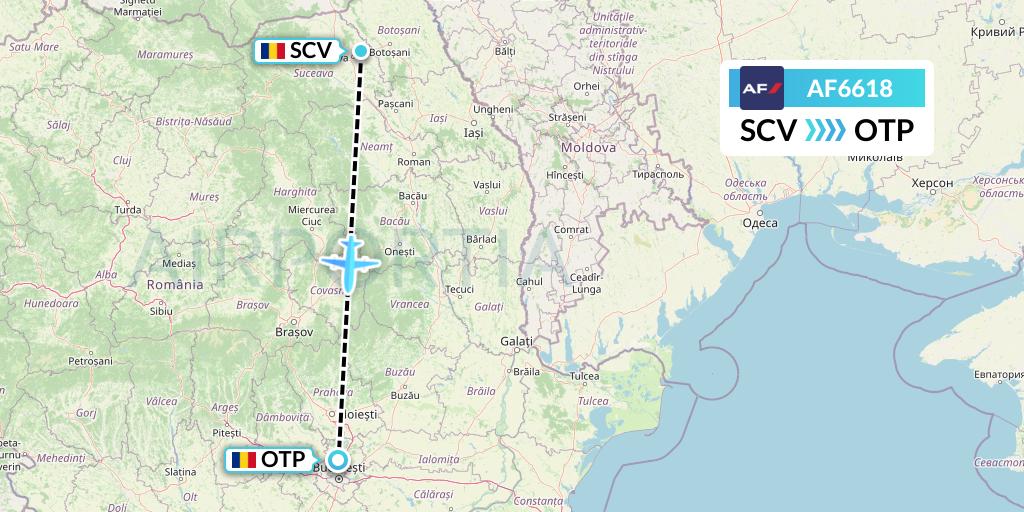 AF6618 Air France Flight Map: Suceava to Bucharest