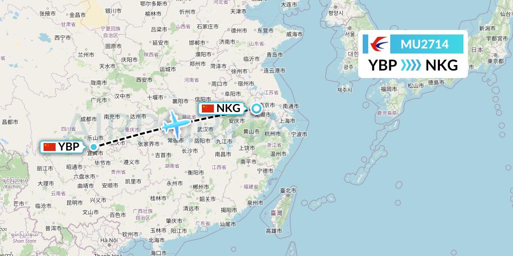 MU2714 China Eastern Airlines Flight Map: Yibin to Nanjing
