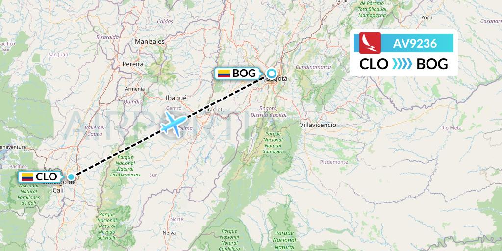 AV9236 Avianca Flight Map: Cali to Bogota