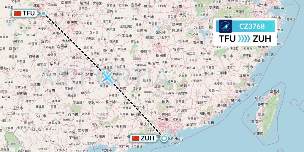 CZ3768 China Southern Airlines Flight Map: Chengdu to Zhuhai
