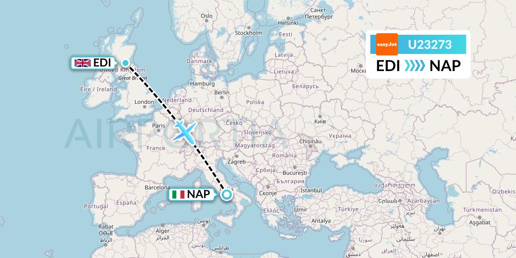 U23273 EasyJet Flight Map: Edinburgh to Naples