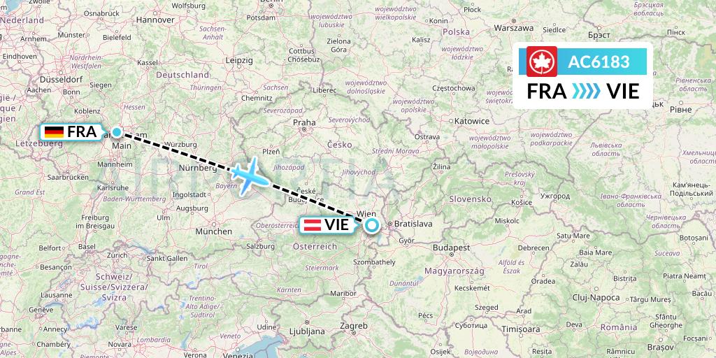 AC6183 Air Canada Flight Map: Frankfurt to Vienna
