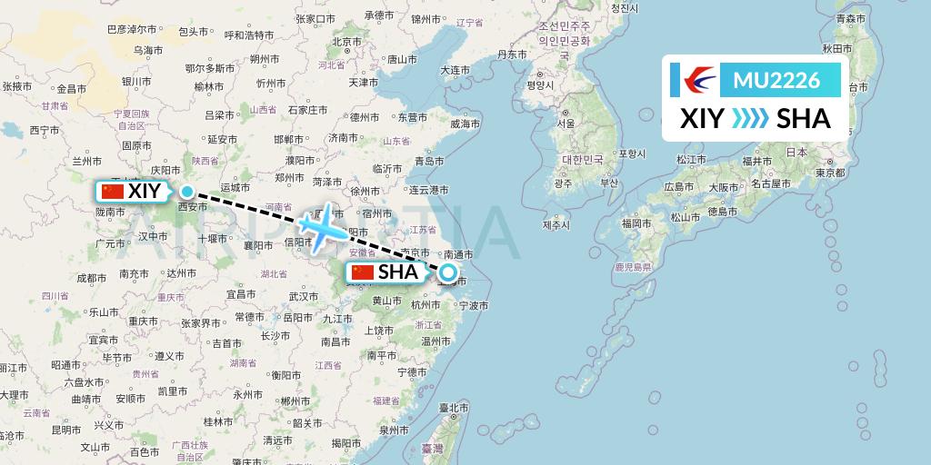 MU2226 China Eastern Airlines Flight Map: Xi'an to Shanghai