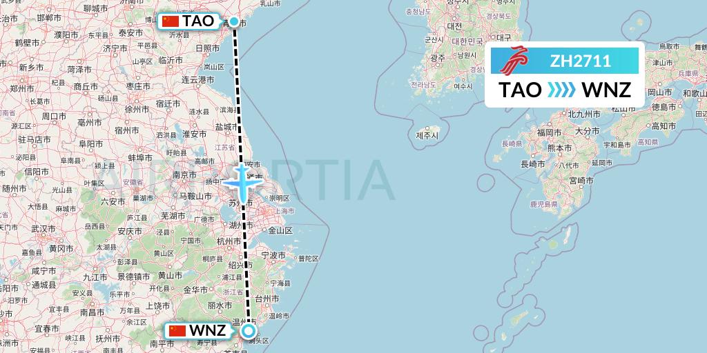 ZH2711 Shenzhen Airlines Flight Map: Qingdao to Wenzhou