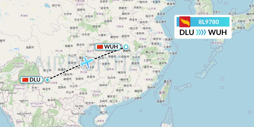 8L9780 Lucky Air Flight Map: Dali to Wuhan