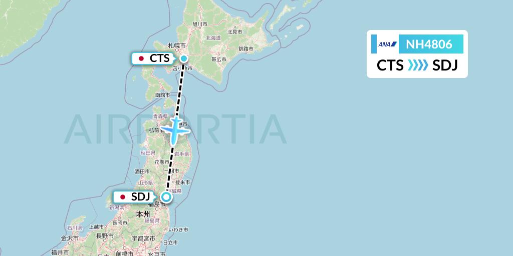 NH4806 All Nippon Airways Flight Map: Sapporo to Sendai