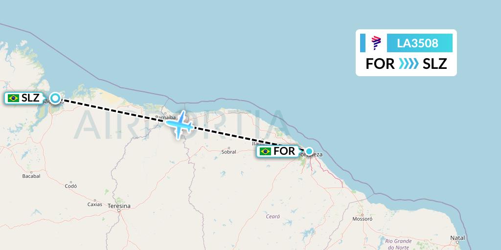 LA3508 LAN Airlines Flight Map: Fortaleza to Sao Luis