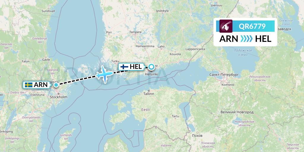 QR6779 Qatar Airways Flight Map: Stockholm to Helsinki