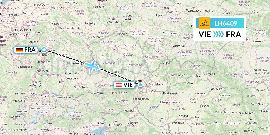 LH6409 Lufthansa Flight Map: Vienna to Frankfurt