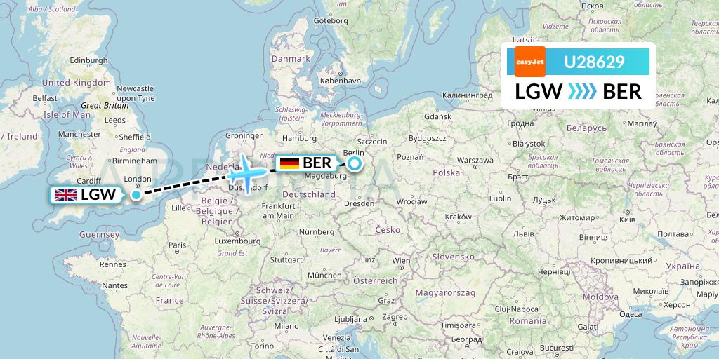 U28629 EasyJet Flight Map: London to Berlin