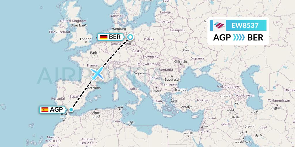 EW8537 Eurowings Flight Map: Malaga to Berlin