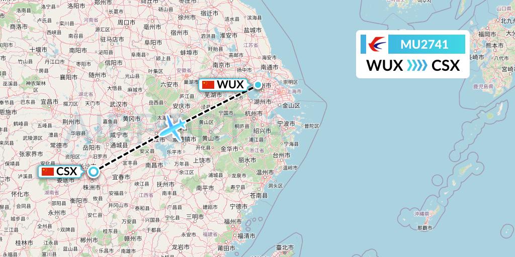 MU2741 China Eastern Airlines Flight Map: Wuxi to Changsha