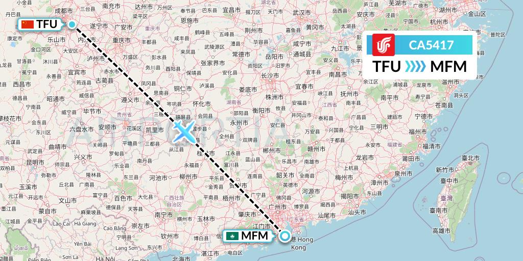 CA5417 Air China Flight Map: Chengdu to Macau