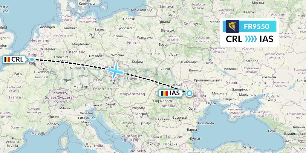 FR9550 Ryanair Flight Map: Brussels to Iasi