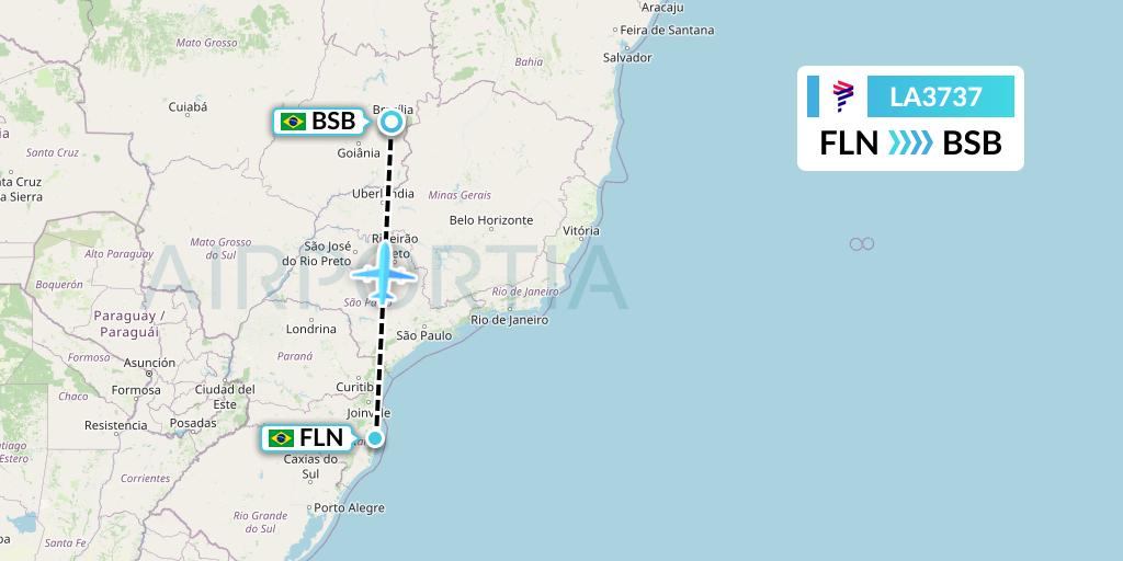 LA3737 LAN Airlines Flight Map: Florianopolis to Brasilia