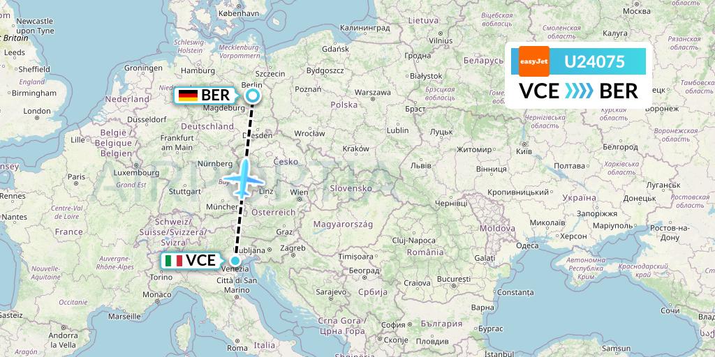 U24075 EasyJet Flight Map: Venice to Berlin