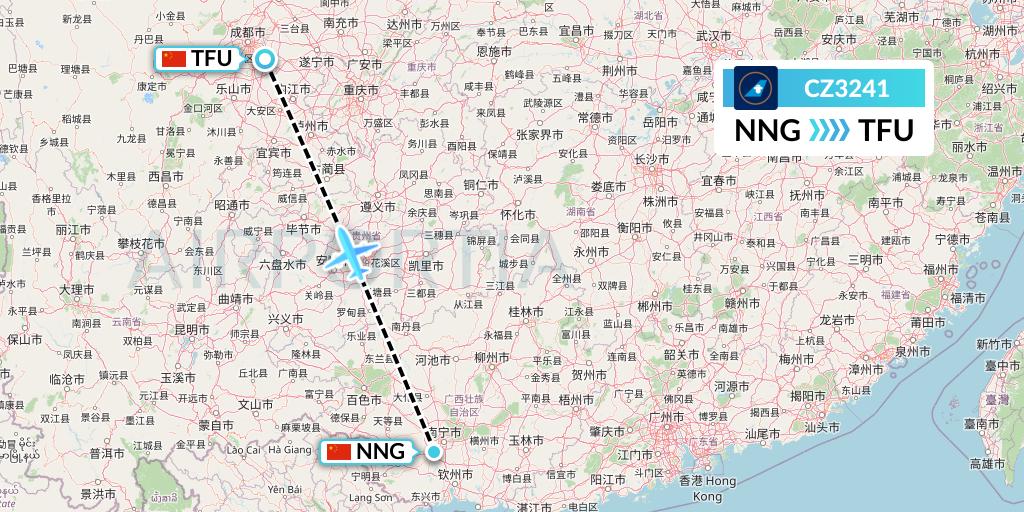 CZ3241 China Southern Airlines Flight Map: Nanning to Chengdu