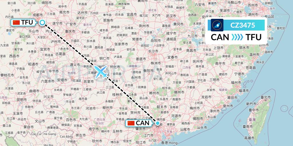 CZ3475 China Southern Airlines Flight Map: Guangzhou to Chengdu