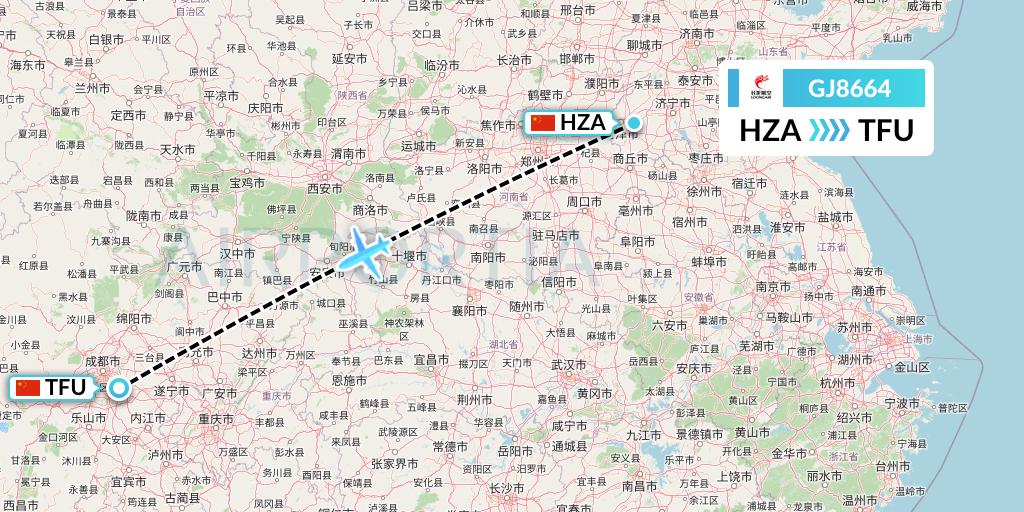 GJ8664 Loong Airlines Flight Map: Jinan to Chengdu