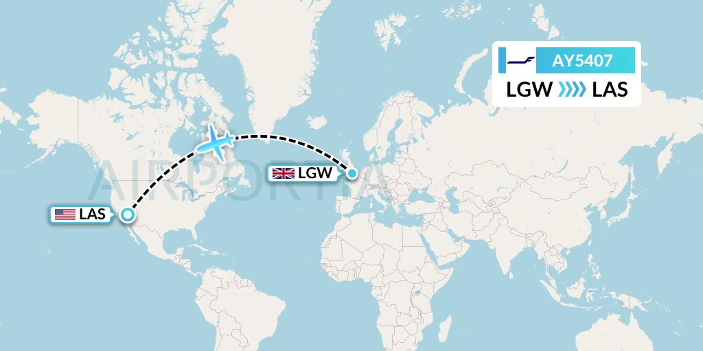 AY5407 Finnair Flight Map: London to Las Vegas