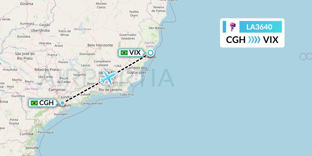 LA3640 LAN Airlines Flight Map: Sao Paulo to Vitoria