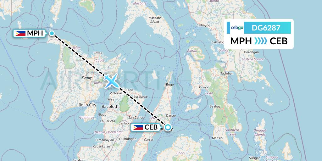 DG6287 Cebgo Flight Map: Caticlan to Cebu