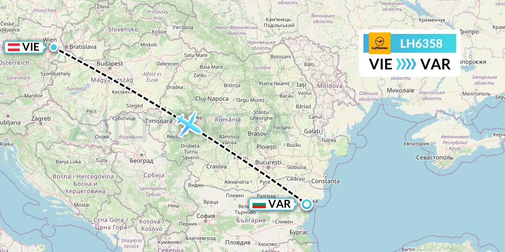 LH6358 Lufthansa Flight Map: Vienna to Varna