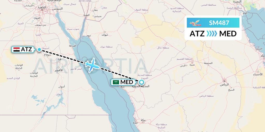 SM487 Air Cairo Flight Map: Assiut to Medina