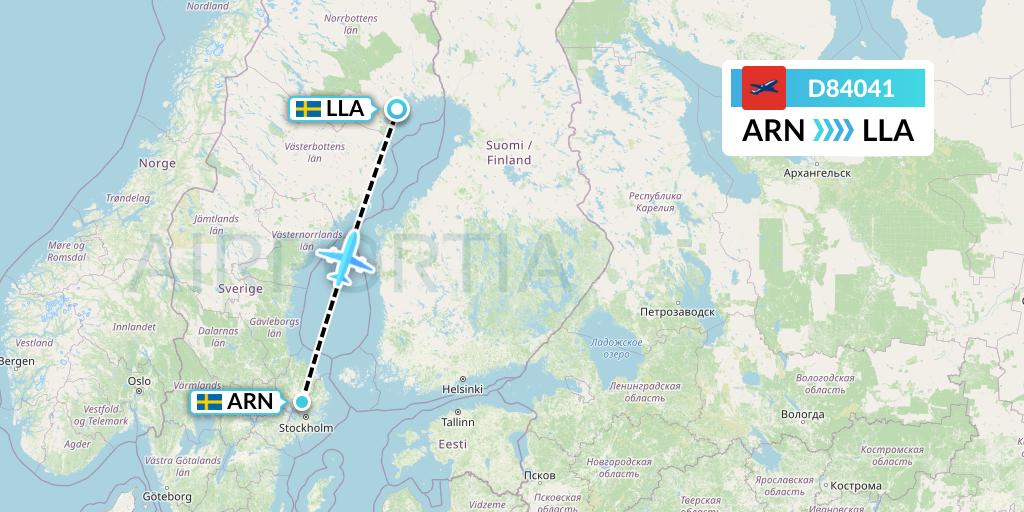 D84041 Norwegian Air International Flight Map: Stockholm to Lulea