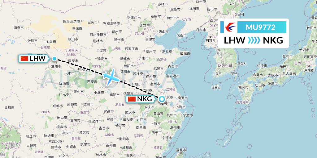 MU9772 China Eastern Airlines Flight Map: Lanzhou to Nanjing