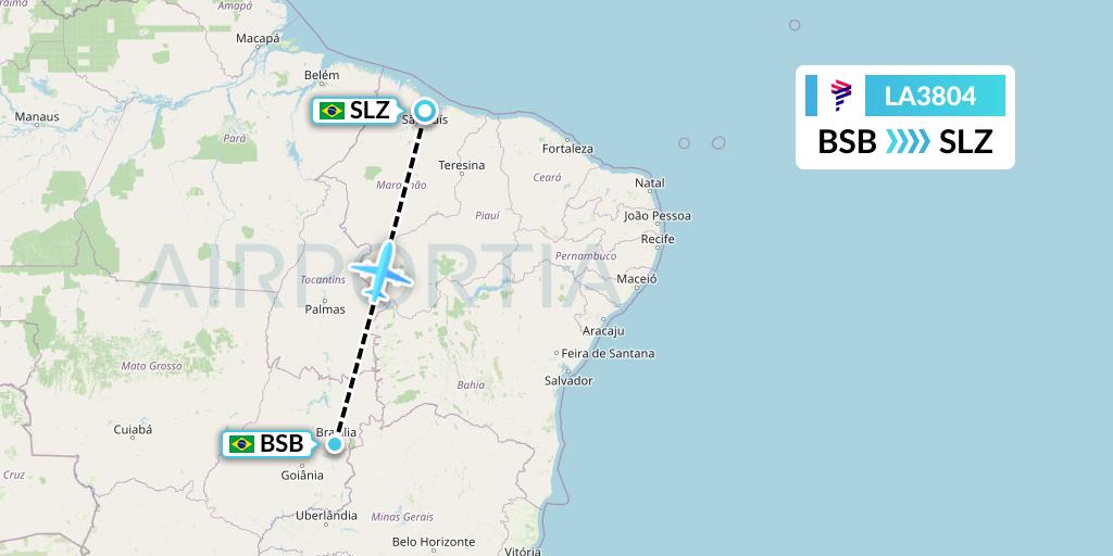 LA3804 LAN Airlines Flight Map: Brasilia to Sao Luis