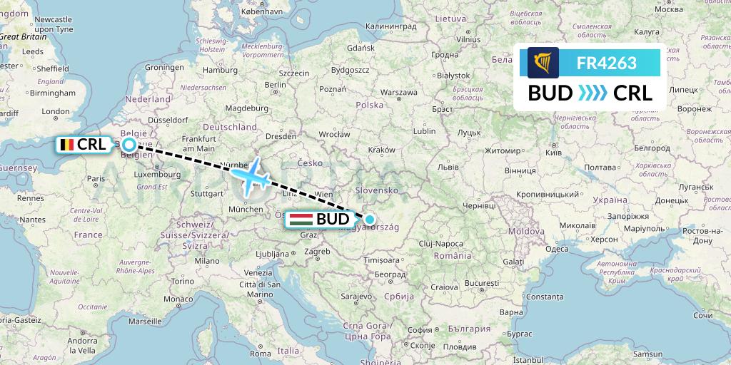 FR4263 Ryanair Flight Map: Budapest to Brussels