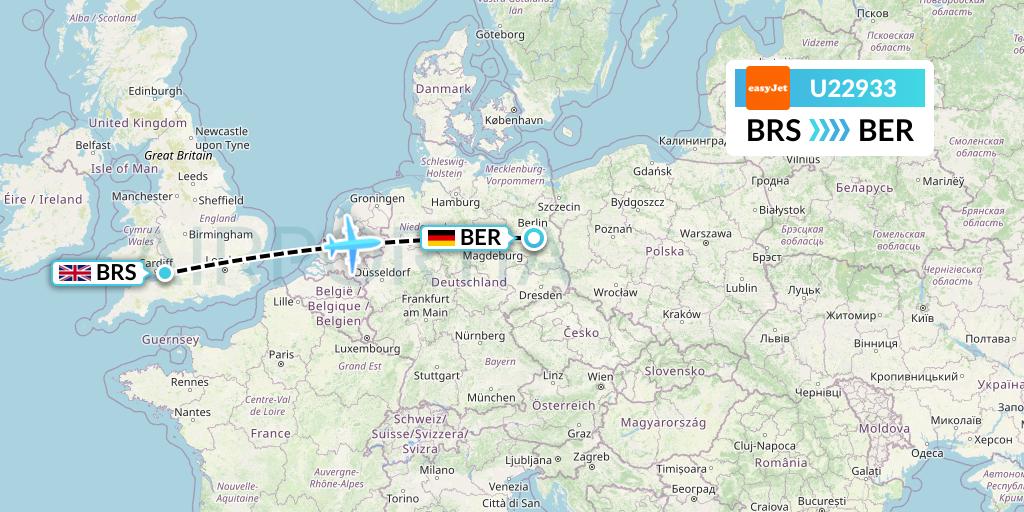 U22933 EasyJet Flight Map: Bristol to Berlin