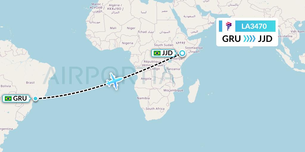 LA3470 LAN Airlines Flight Map: Sao Paulo to Cruz Alta