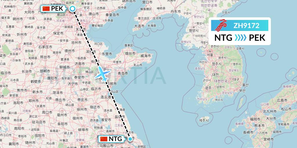 ZH9172 Shenzhen Airlines Flight Map: Nantong to Beijing