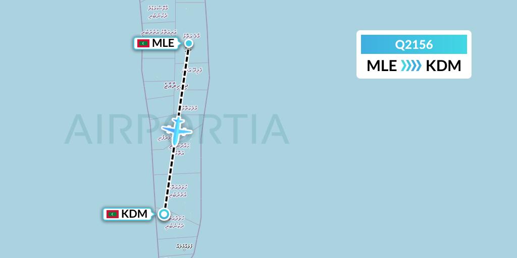 Q2156 Maldivian Flight Map: Male to Kaadedhdhoo Island